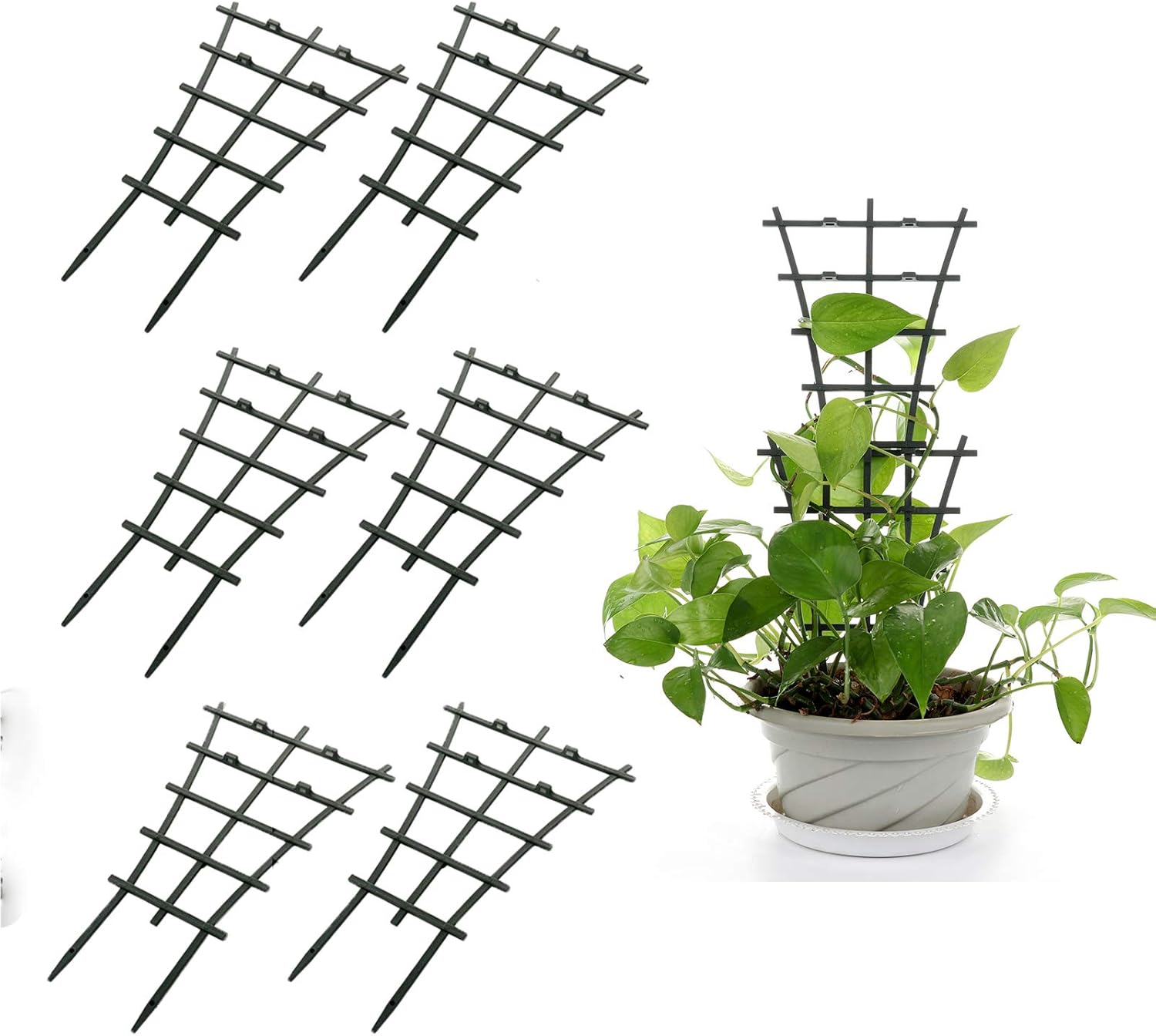GWOKWAI 6Pcs Plant Climbing Trellis Supports, DIY Garden Mini Superimposed Potted Plant Support Plastic Pot Plant Stem Support Wire for Indoor Outdoor Vines Flower Vegetable