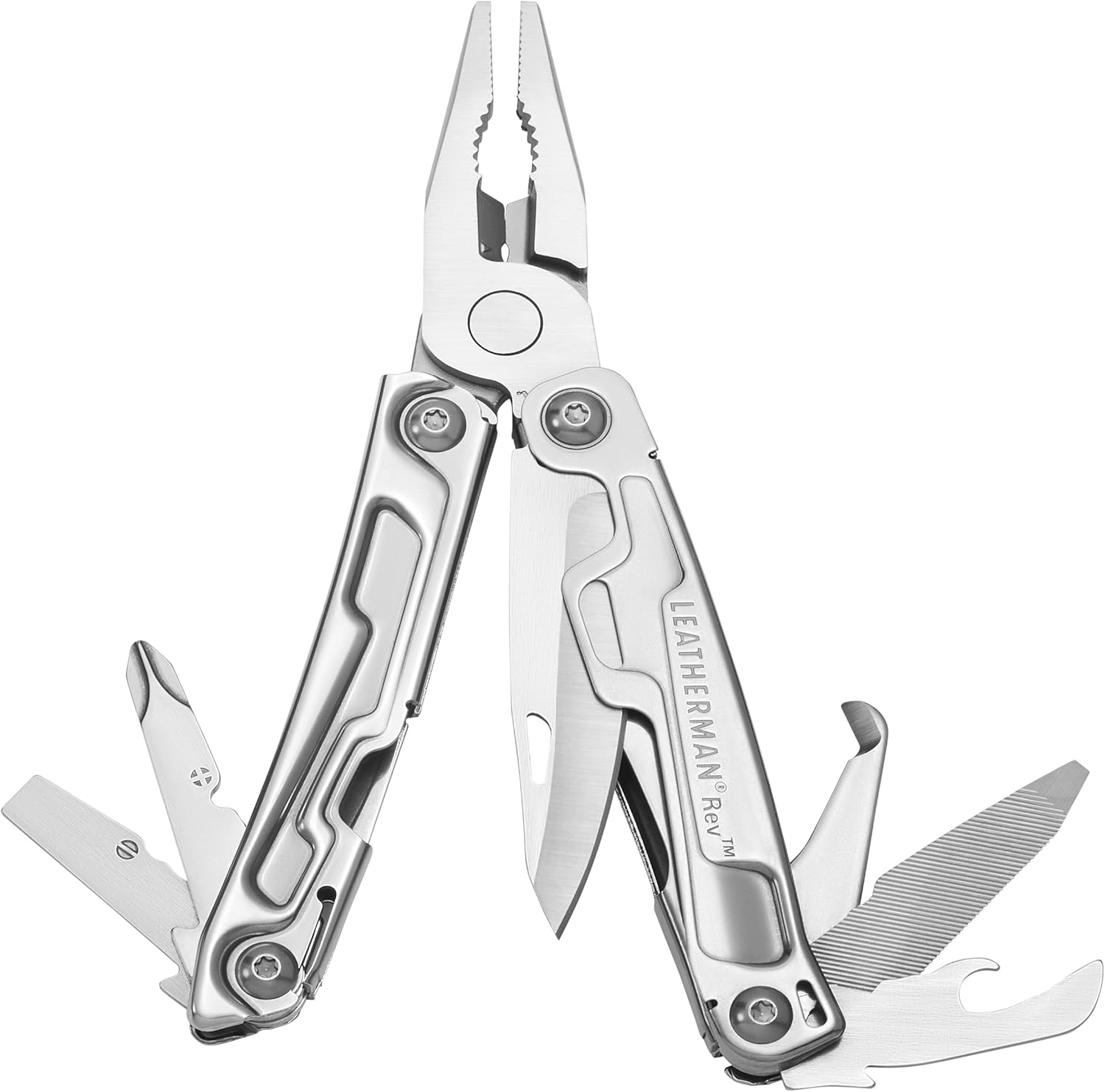 Leatherman Rev Multi-Tool - 14 Tools with Blade for Camping & DIY, Stainless Steel, Silver