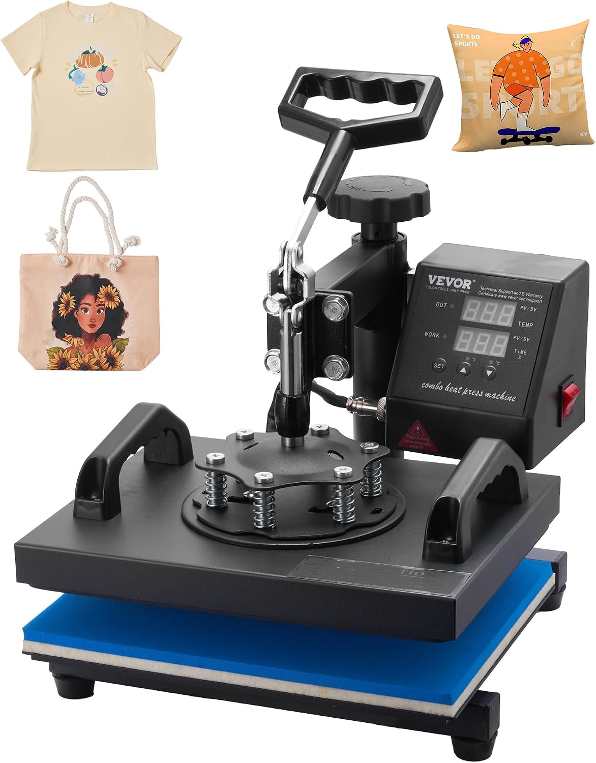 VEVOR Heat Press Machine 12x10in Clamshell Sublimation Transfer Printer