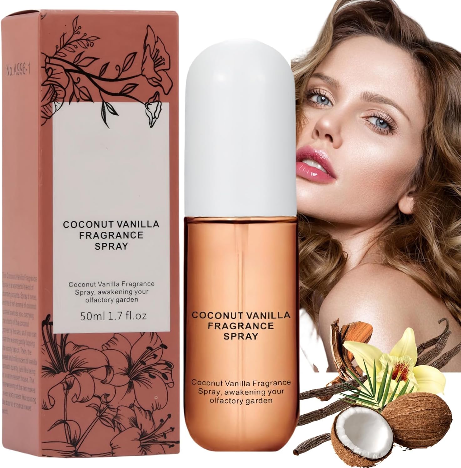 Vanilla Perfume,Vanilla Body Skin Mist,Vanilla Body Spray,Vanilla Hair and Body Mist,Coconut Vanilla Fragrance Spray,Long Lasting Hair Perfume for Women,Coconut Body Spray,Charming Gift for Women,50ml