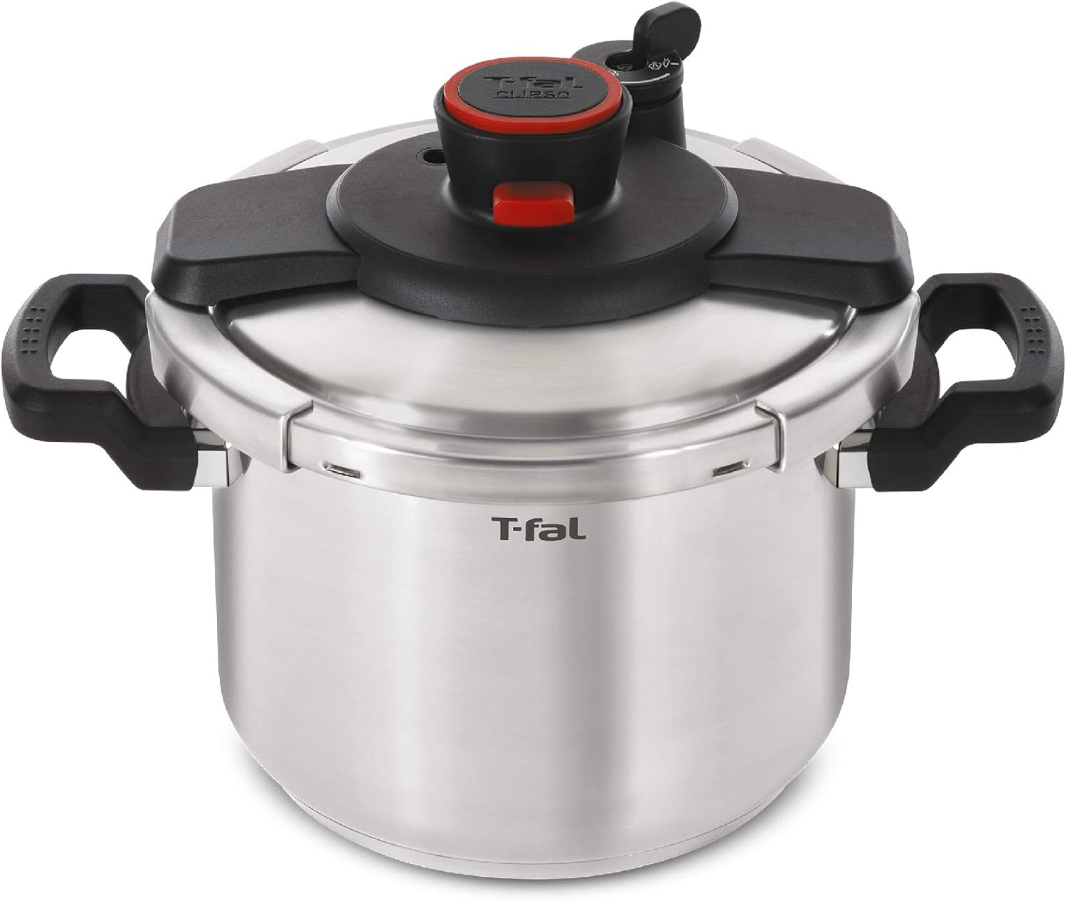 T-fal Clipso Stainless Steel Pressure Cooker 8 Quart, Induction Compatible, Secure locking System, One Hand System, Fast Cooking, Recipe Book Included, Cookware, Pots and Pans, Dishwasher Safe, Silver
