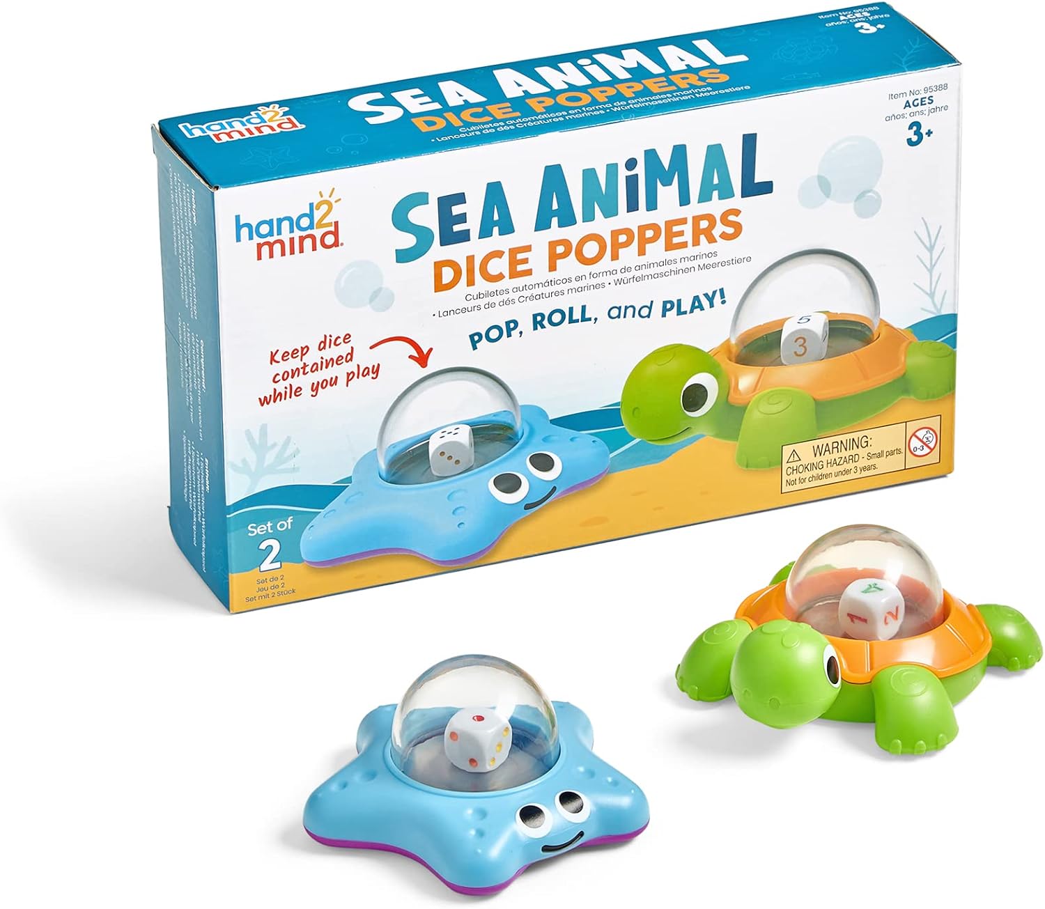 Learning Resources Sea Animals Dice Poppers, Maths Popper, Game Replacement Roller, Games , Board Accessories, Family Night, Kids Travel Activity, Fun Classroom Games, One Size, (95388)