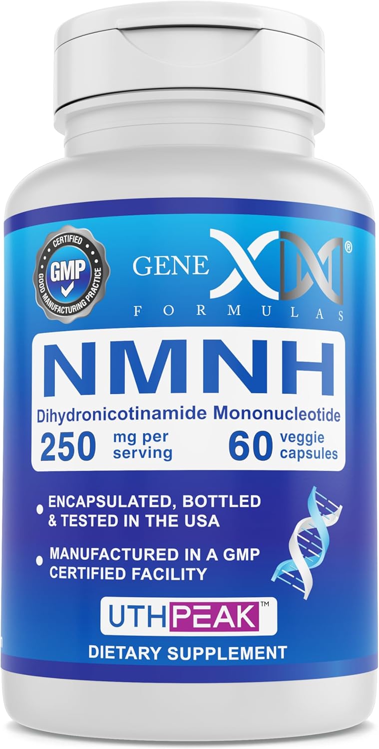 Genex Formulas 250mg NMNH (60 Capsules - 30 Servings) | Uthpeak™ NMNH (Dihydronicotinamide Mononucleotide) NAD+ Precursor for Healthy Aging - Non-GMO, Gluten-Free, Vegetarian