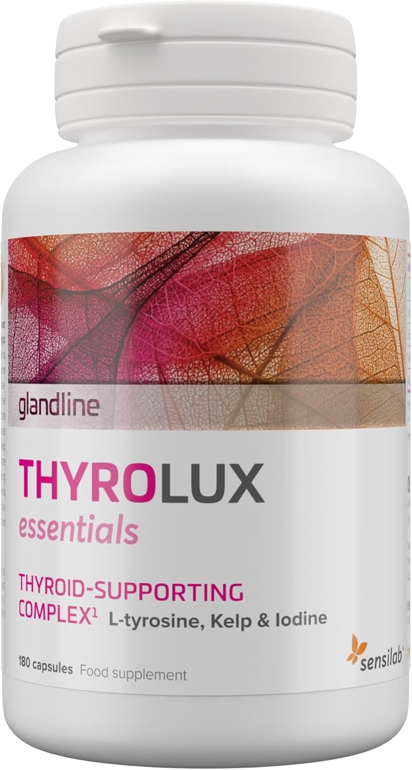Thyroid Supplement – Iodine, Selenium, L-Tyrosine, Zinc, Manganese – 180 Capsules for 180 Days – Plant-Based – Sensilab ThyroLux