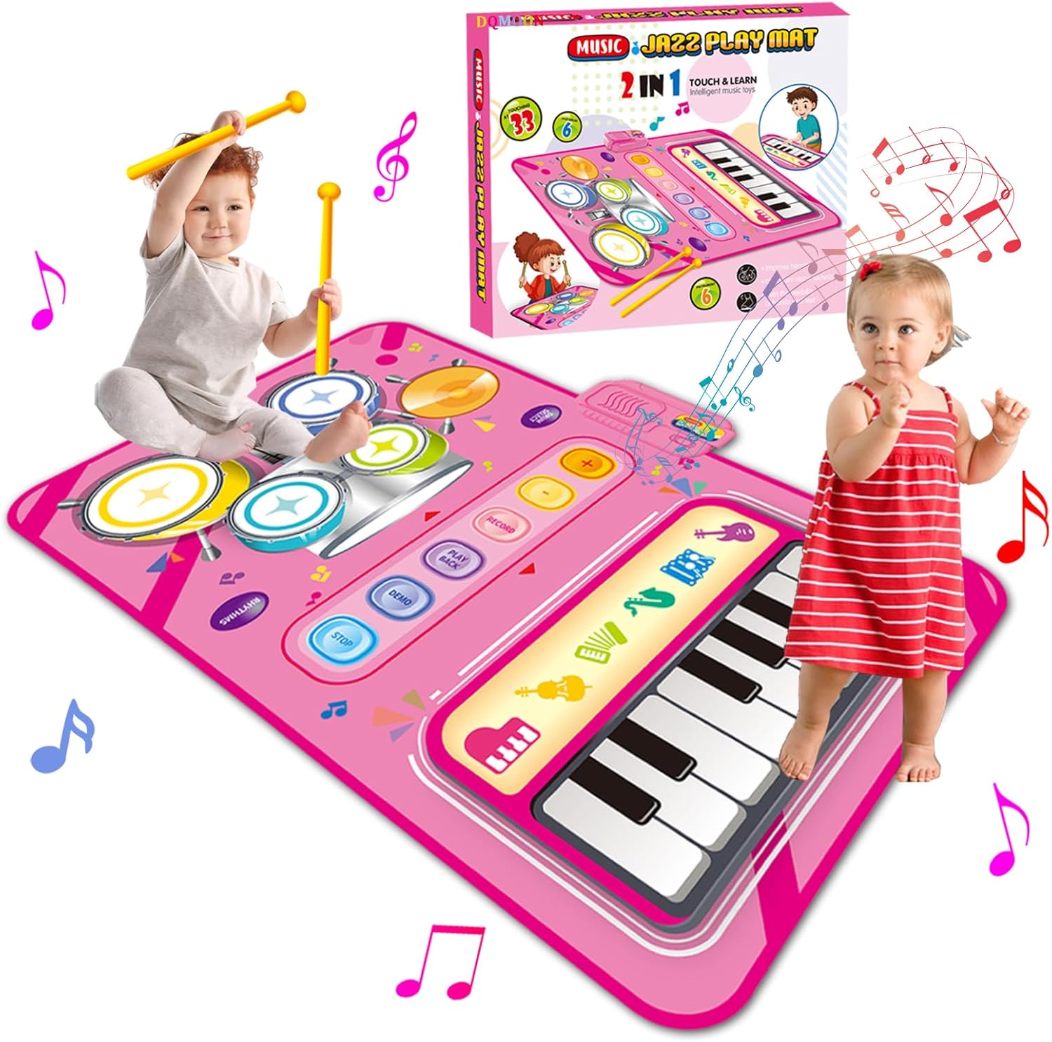 Baby Toys for Girls, Toddler Toys 3 in 1 Music Mat Girls for Gifts Kids Toys for Baby, Educational Music Toys Dance Mat for Babies, Toddlers Birthday Presents Xmas Stocking Fillers for 3+