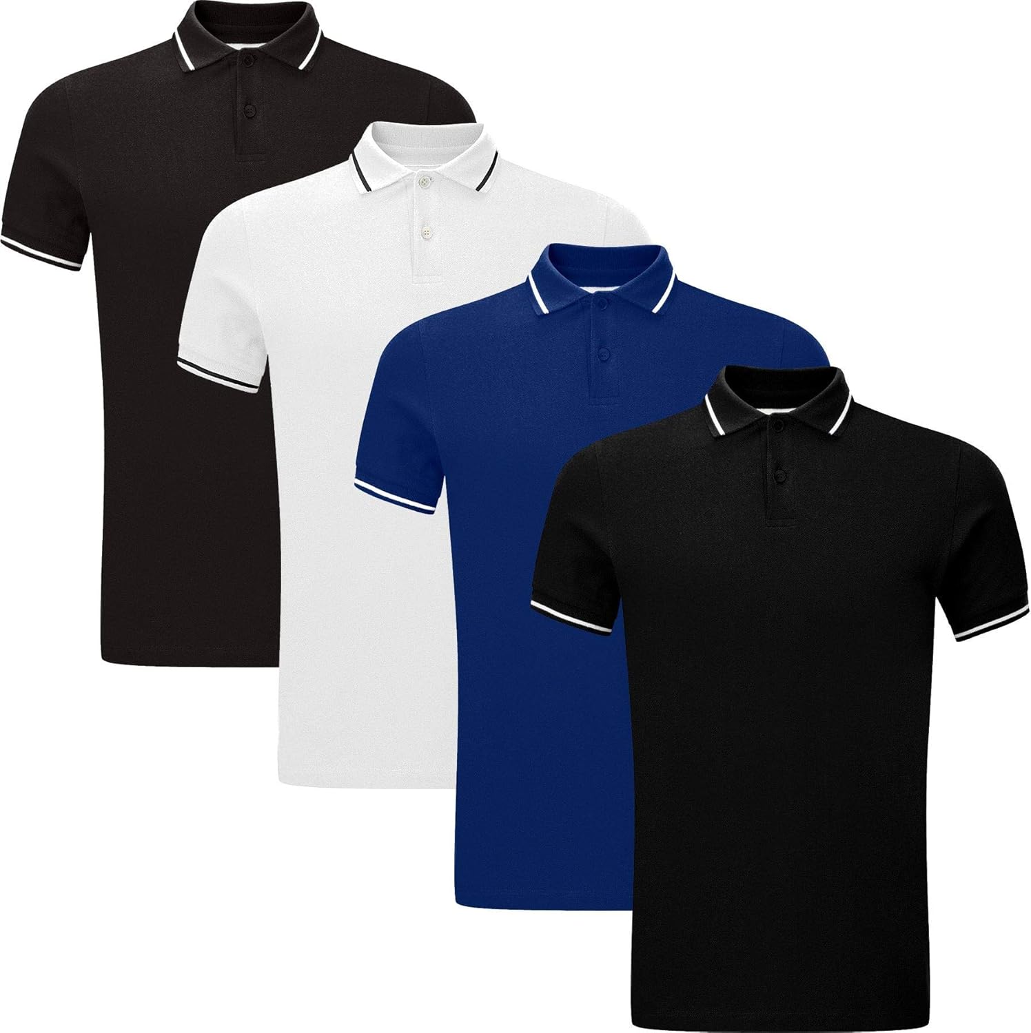 New Pack of 4 Mens Polo Shirt Short Sleeve Plain Pique Top Designer Tshirt Tee Holiday Collared Golf 4 & 6 Multi-Pack for Everyday Casual Wear