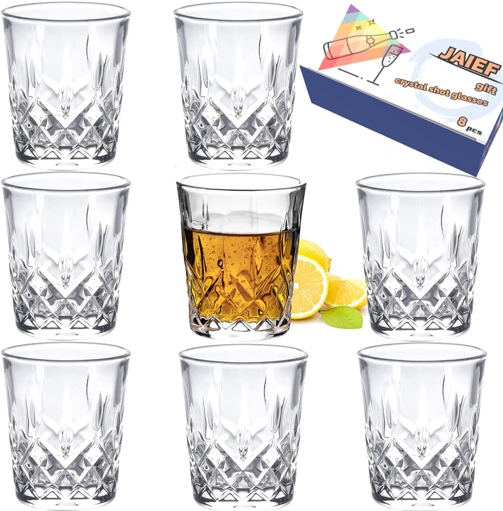 1.7 OZ Tequila Shot Glasses Heavy Base Shot Glass, Crystal Cordial Glasses (Set of 8)