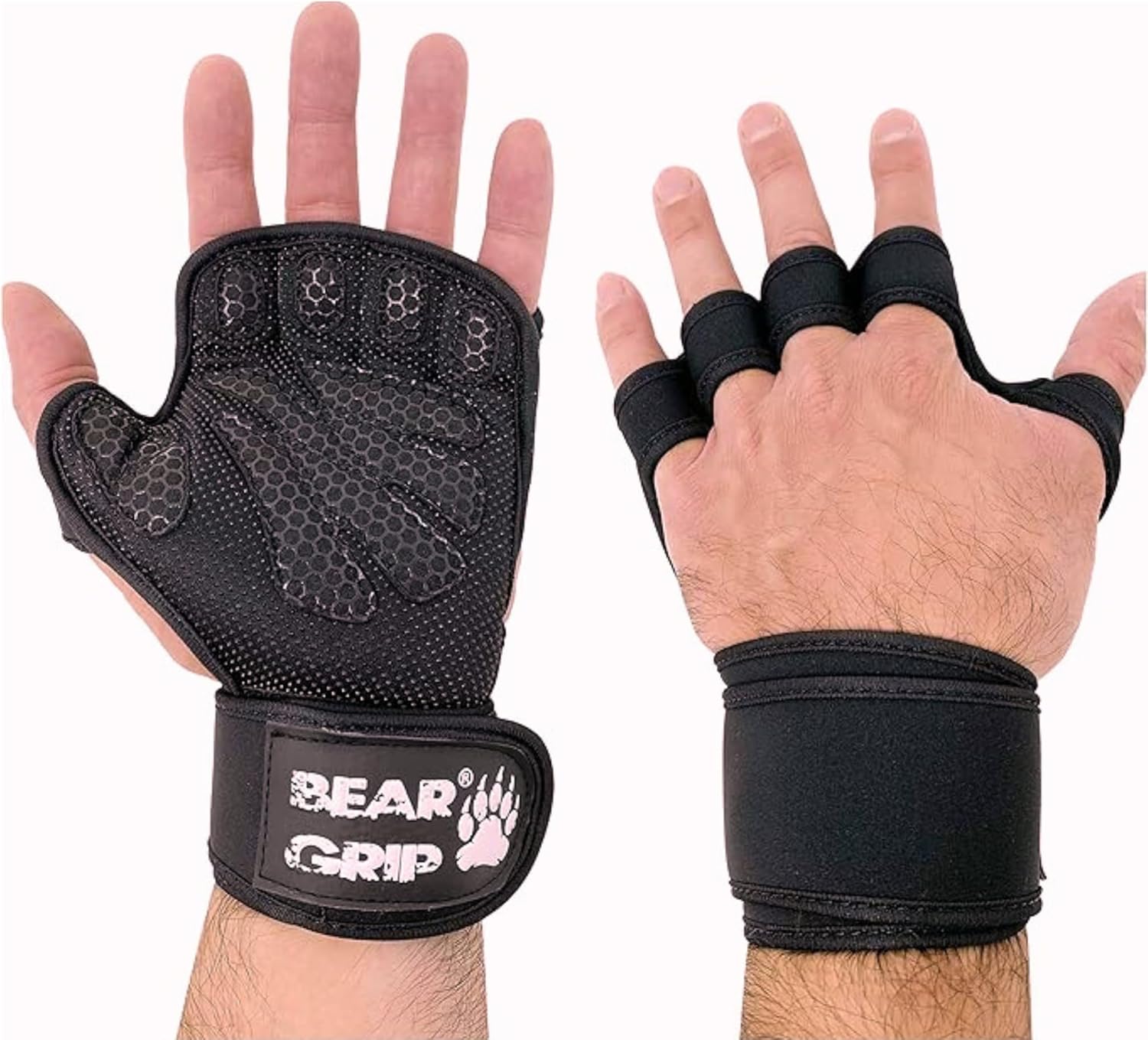 BEAR GRIP Workout Gloves - Extra Palm Protection for Crossfit, Bodybuilding, Calisthenics, Powerlifting for Men & Women