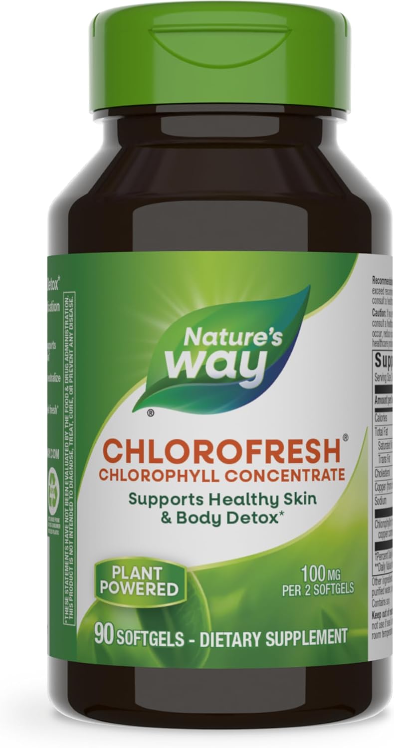Nature’s Way Chlorofresh Chlorophyll Concentrate, Supports Detox Pathways*, Chlorophyllin Copper Complex, Supports Healthy Skin*, Internal Deodorant*, 90 Softgels