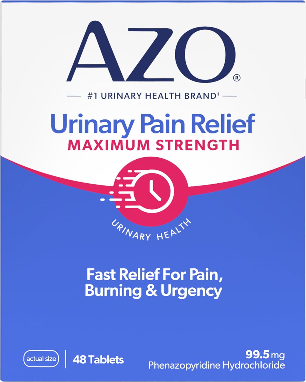AZO Urinary Pain Relief Maximum Strength | Fast Relief of UTI Pain, Burning & Urgency | Targets Source of Pain | #1 Most Trusted Brand | 48 Tablets