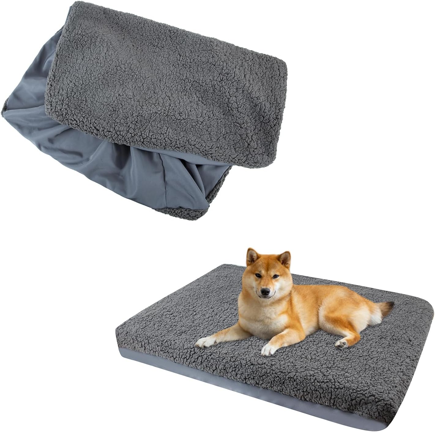 Dog Bed Cover,Replacement Soft Plush Outer Cover for For Small/Medium/Large/XL Dog's Beds,Waterproof Washable Dog Crate Cushion,Pets Mattress Protector Cover(Cover Only) (XL:44x35x6 inch)