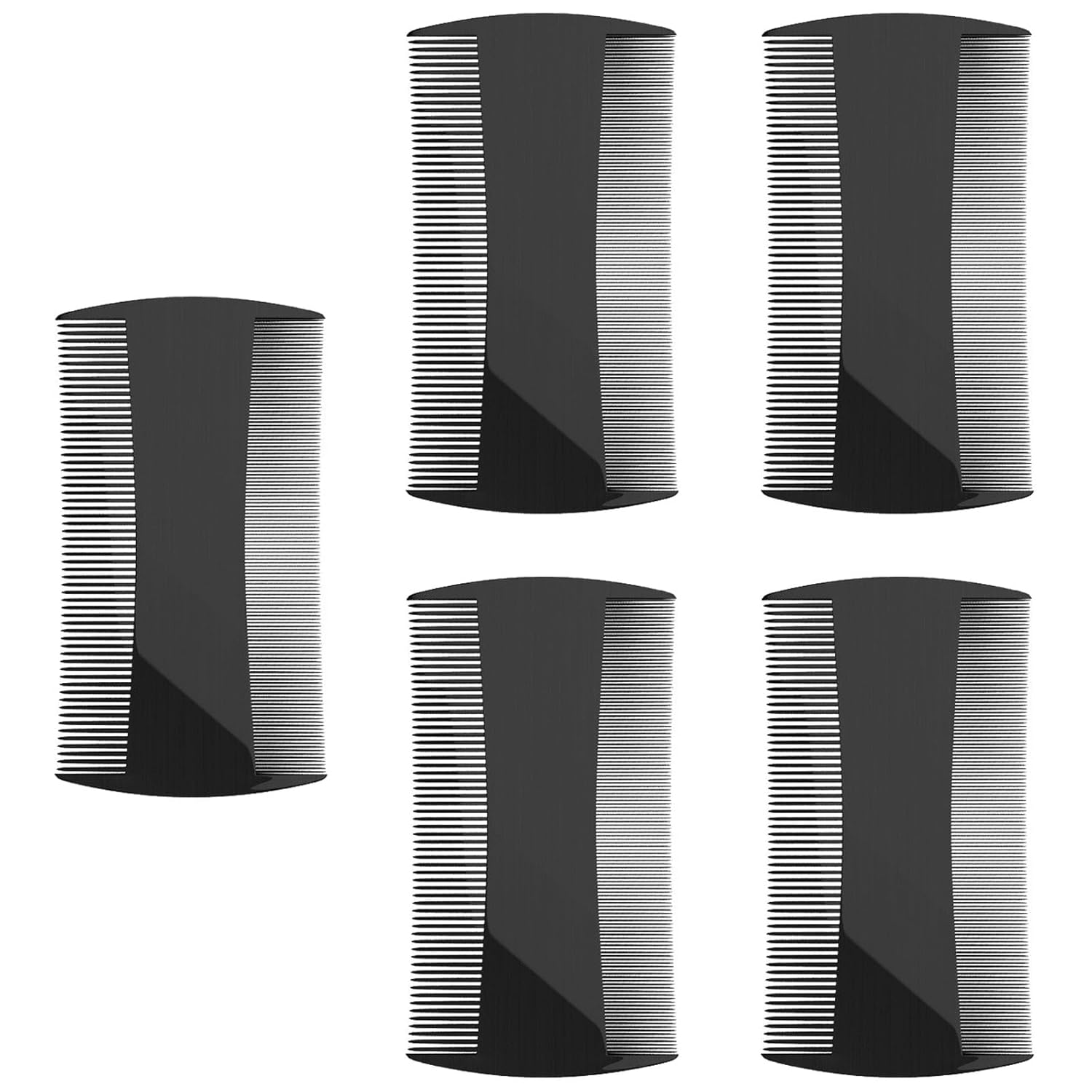 5 Pack Double-Sided Pocket Comb for Hair, Beards & Mustaches | Fine & Coarse Teeth, Everyday Comb For Detangling Knots, Beard Care & Grooming