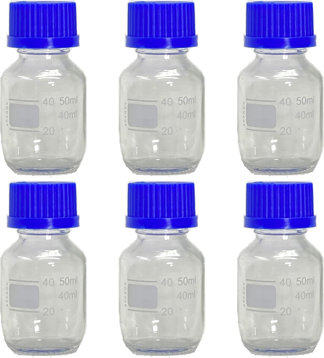 Karter Scientific 50ml Glass Round Media Storage Bottles with GL32 Screw Cap, Borosilicate, (Case of 6)