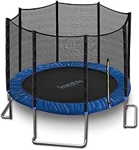SereneLife 8/10/12 FT Outdoor Recreational Backyard Stable, Strong Heavy Duty Trampoline with Safety Enclosure Net, AntiRust Coating, Kids and Adults, Spring Cover Padding