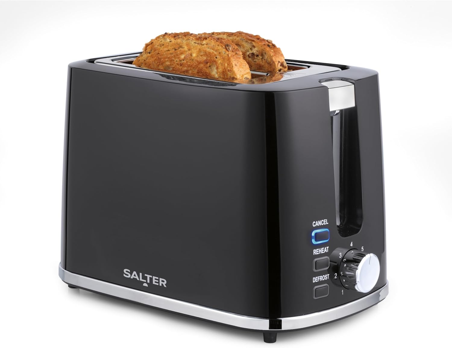 Salter EK5832BLK Deco 2-Slice Toaster – Wide Slots, Extra Thick Bread, 7 Browning Levels, Removable Crumb Tray, Defrost, Reheat & Cancel, Bagel Toaster, Toast, Crumpets, Self-Centring, 900 W, Black