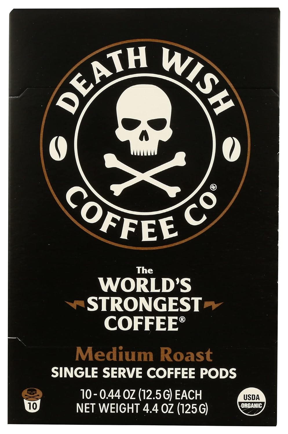 Death Wish Coffee Medium Roast Single Serve Pods Coffee, USDA Organic, 10 Capsules (Pack of 6)