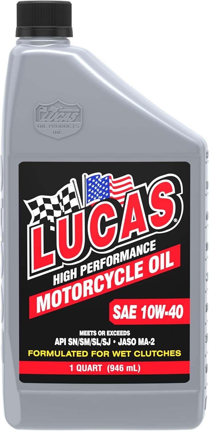 Lucas Oil 10767 High Performance Conventional SAE 10W-40 Motorcycle Oil - 1 Quart