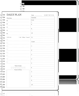 KAICN Daily Planner, To Do List Notebook, Undated Hourly Schedule Planner, Appointment Book for Men Women School, PVC Semi-Transparent Cover, 8.3" x 5.8", Black