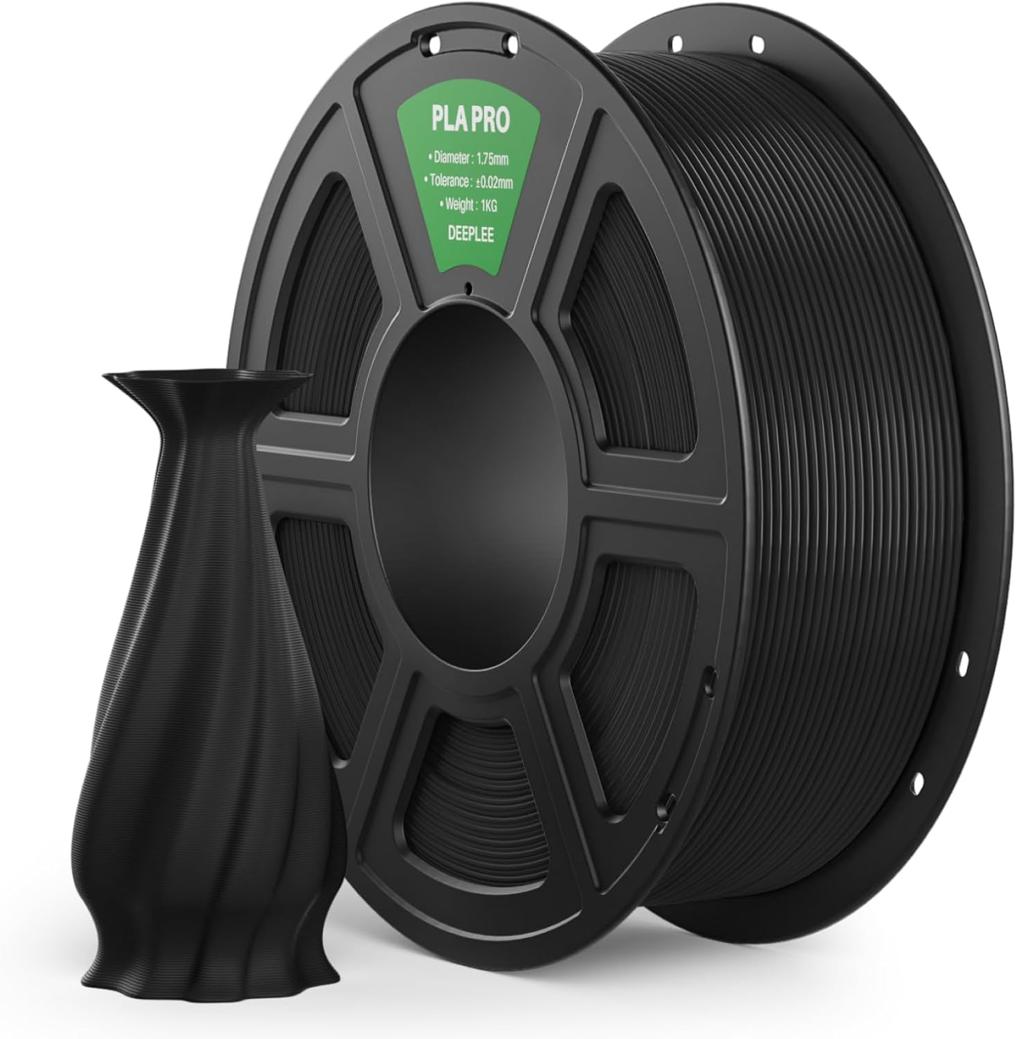 DEEPLEE PLA PRO Filament 1.75mm Black 1KG, Stronger Toughness 3D Printer Filament, PLA Filament Dimensional Accuracy ±0.02 mm, Neatly Wound, Fits Most FDM 3D Printers
