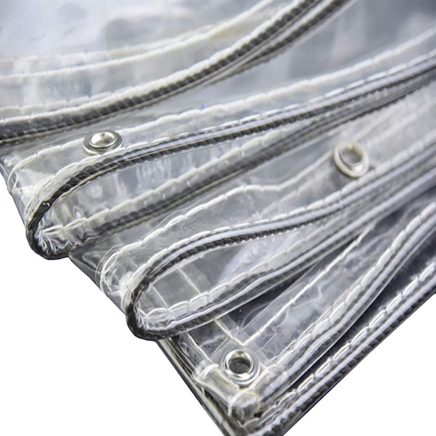 Heavy Duty Waterproof Clear Tarpaulin with Eyelets,0.35mm Transparent PVC Glass See Through Tarp,Rainproof Outdoor Courtyard Plant Canopy Cover,400g/M², Size Can Be Customized