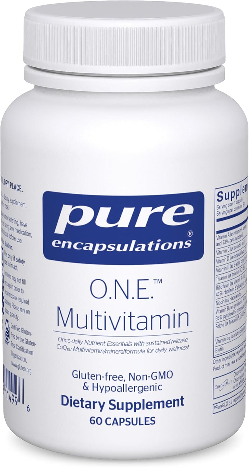 Pure Encapsulations O.N.E. Multivitamin, 60 Capsules | Once Daily Multivitamin with Antioxidant Complex Metafolin, CoQ10, and Lutein to Support Vision, Cognitive Function*