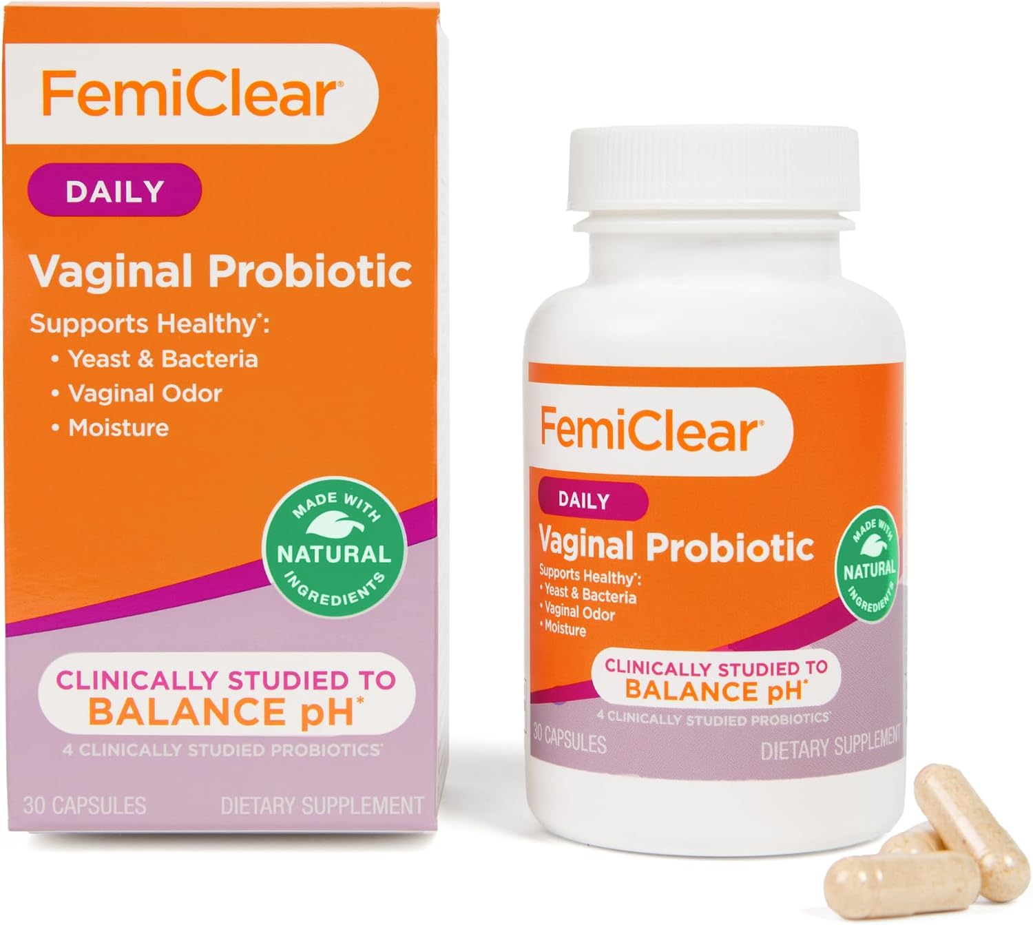FemiClear Vaginal Probiotics, Delayed-Release Supplement, 30-Day Supply