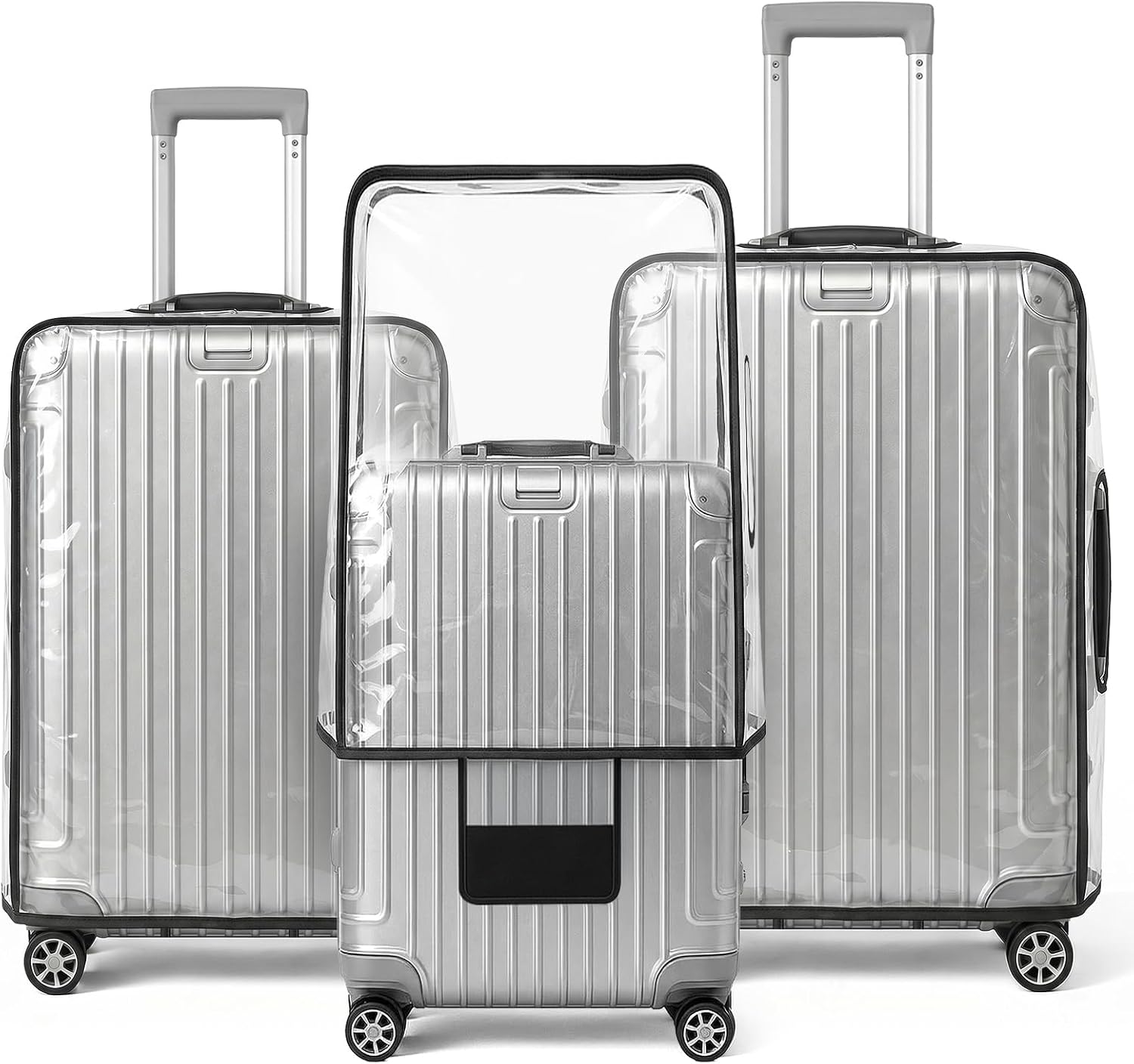 T Tersely 3 Pieces Luggage Cover Protectors for 20 24 28 inch luggage | Clear PVC Suitcase Cover Set,Waterproof Dust-proof Suitcase Protective Covers for Tsa Approved for Travel