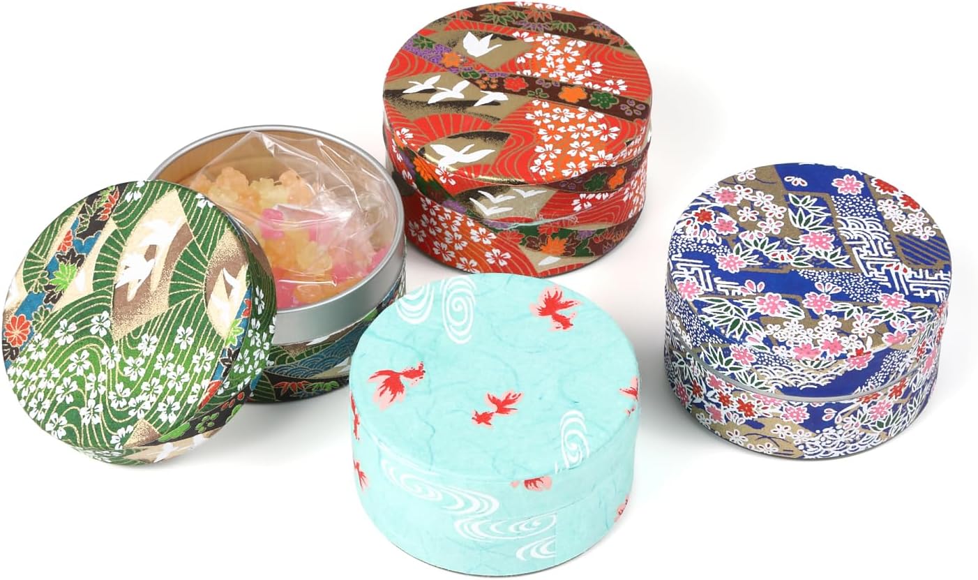 Konpeito Japanese Traditional Traditional Sugar Confections Colorful Crystallized Candy Yuzen canned flat sugar Set of 4 Estala