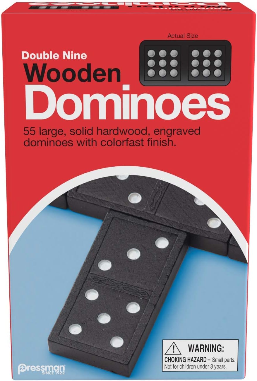 Pressman 1621-12 Double Nine Wooden Dominoes, 5"