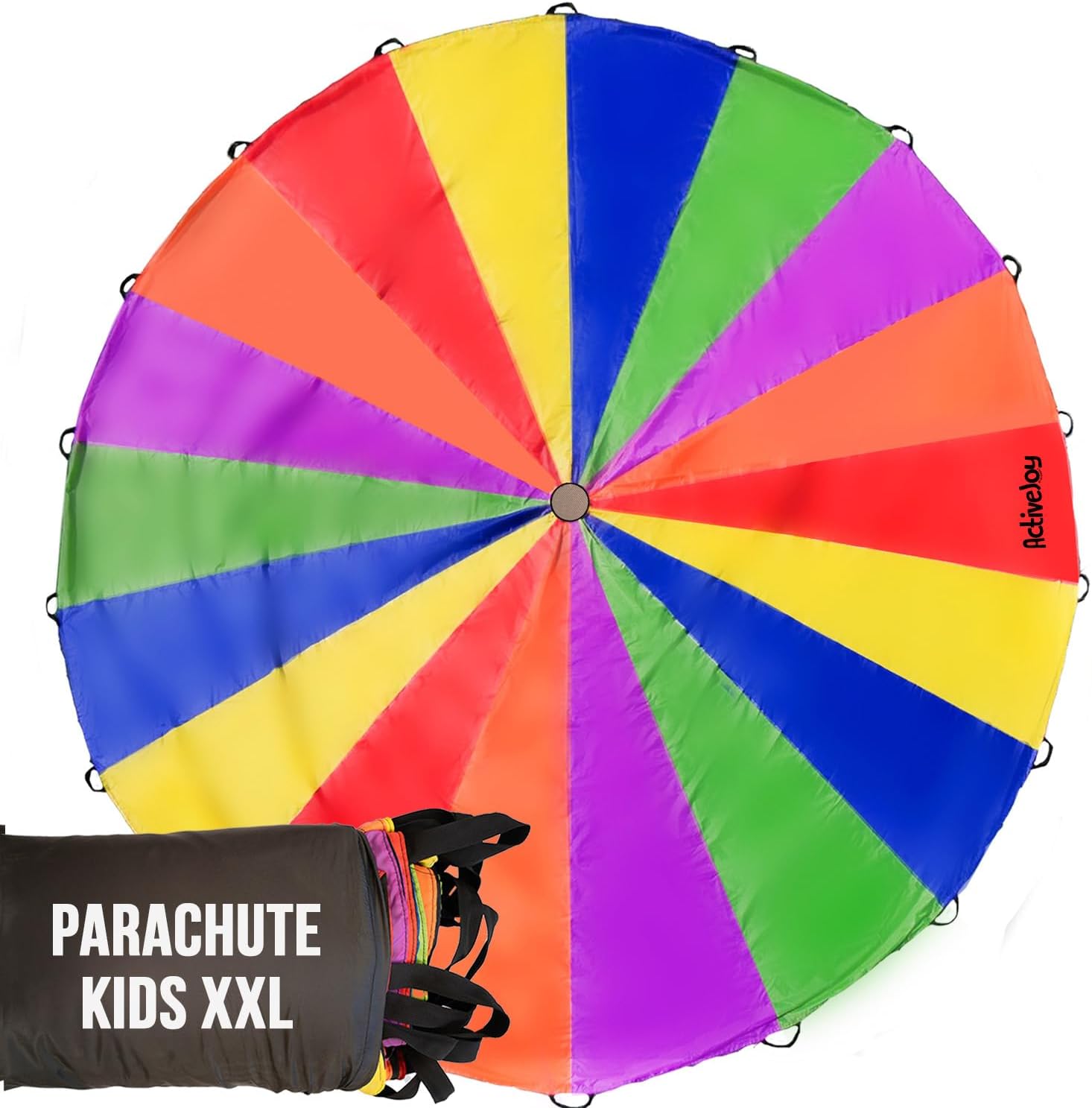 Activejoy - Parachute for Kids - 12ft / 20ft - Rainbow Parachute Toy with Handles - Great for Gym Class, Field Day & Outdoor Games