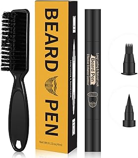 Beard Pencil Filler for man Water Proof Beard pen and beard brush Long Lasting Coverage Natural Finish, Male Mustache Repair Shape, Effective Enhance Facial Hair （BLACK）