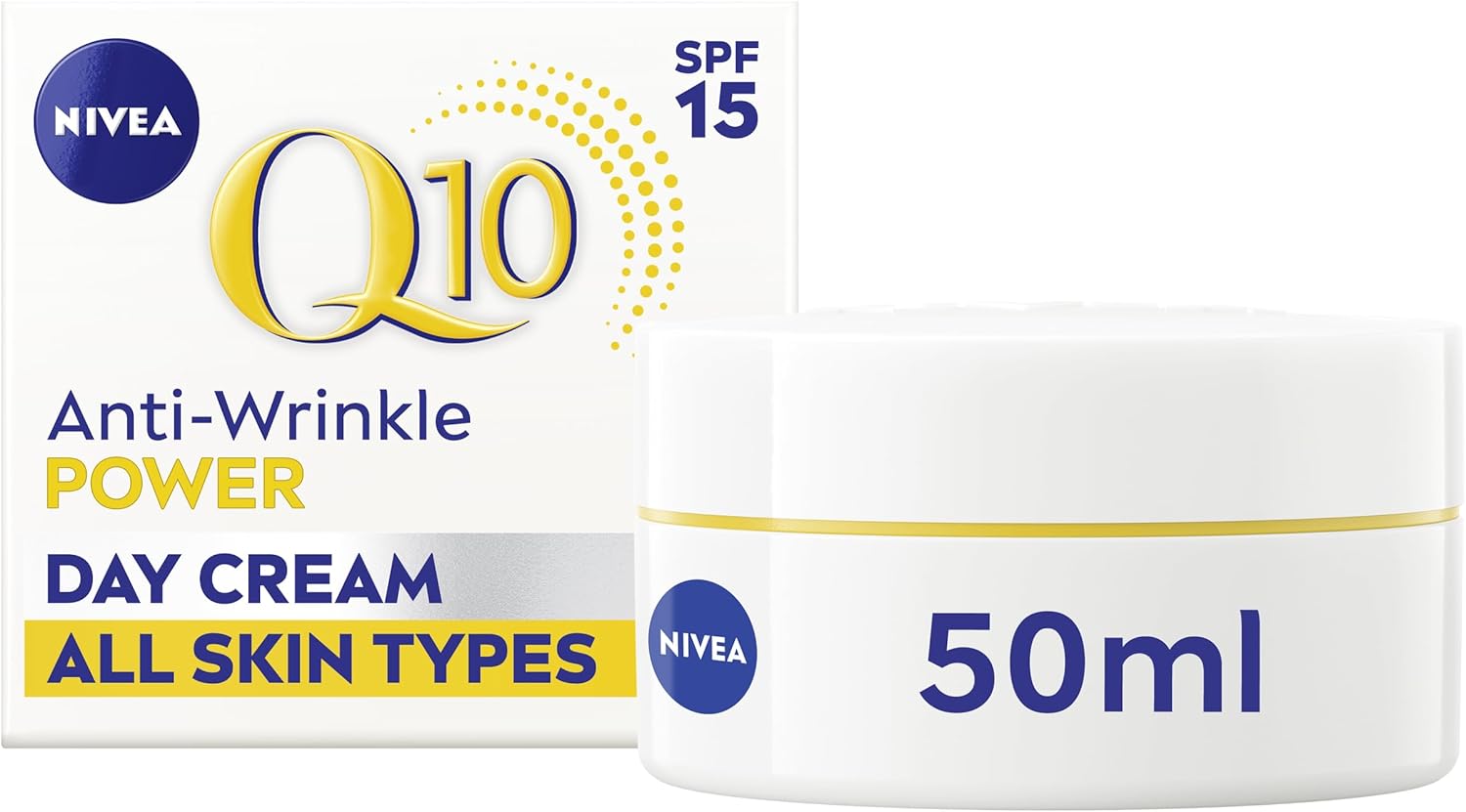 NIVEA Q10 Anti-Wrinkle Power SPF15 Firming Cream (50ml), Day Facial Moisturiser to Reduce Wrinkles, Nourish and Achieve Firmer Skin in 7 Days