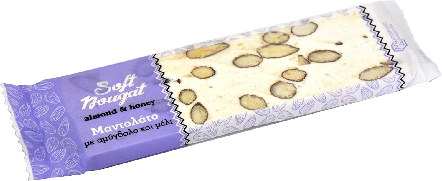 Melissokomiki Dodecanesse Soft Nougat with Almond and Honey - Display Box with 12 X 60 g
