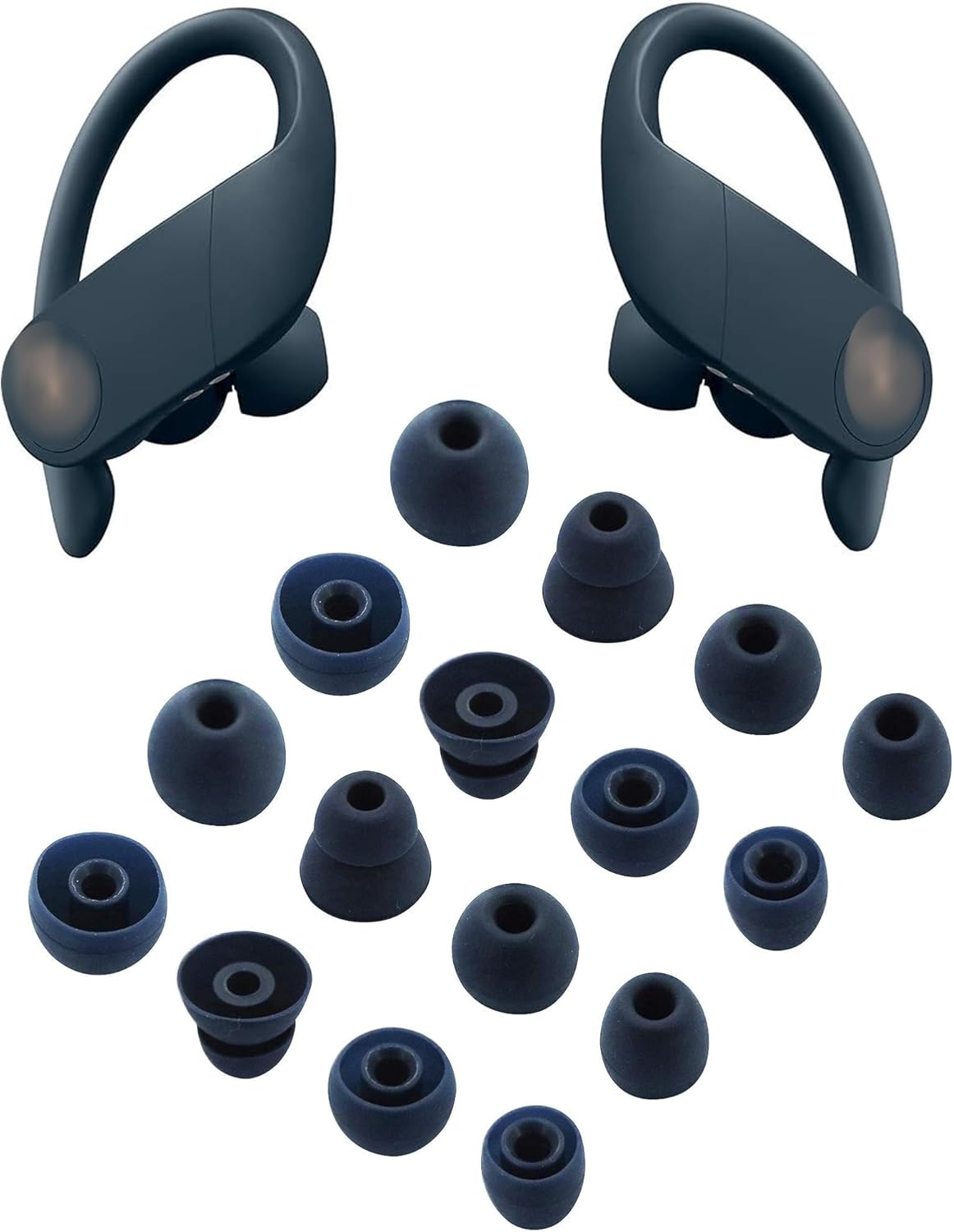 ALXCD Replacement Ear Tips for Powerbeats Pro Headphone, 8 Pairs S/M/L/D 4 Sizes Soft Silicone Earbud Tips, Fit for Powerbeats Pro (Navy)