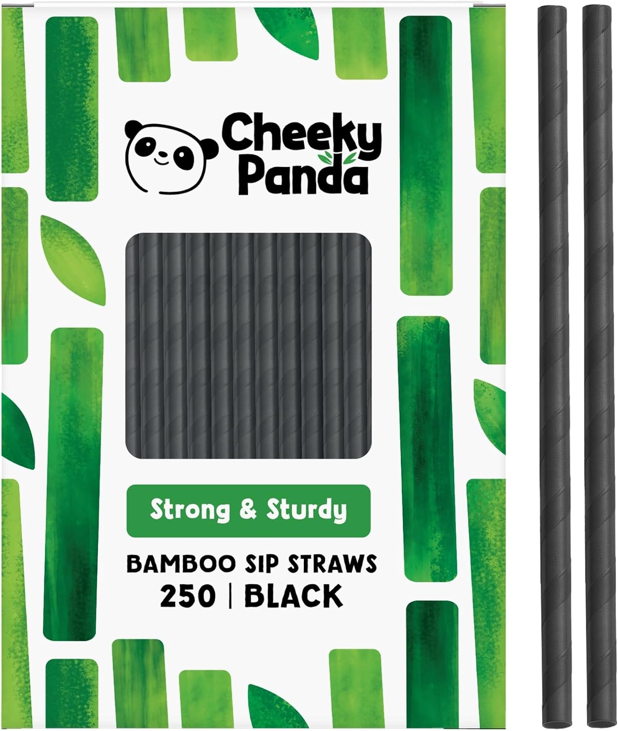 The Cheeky Panda Bamboo Paper Cocktail Straws | 250 Black Paper Cocktail Drinking Straws