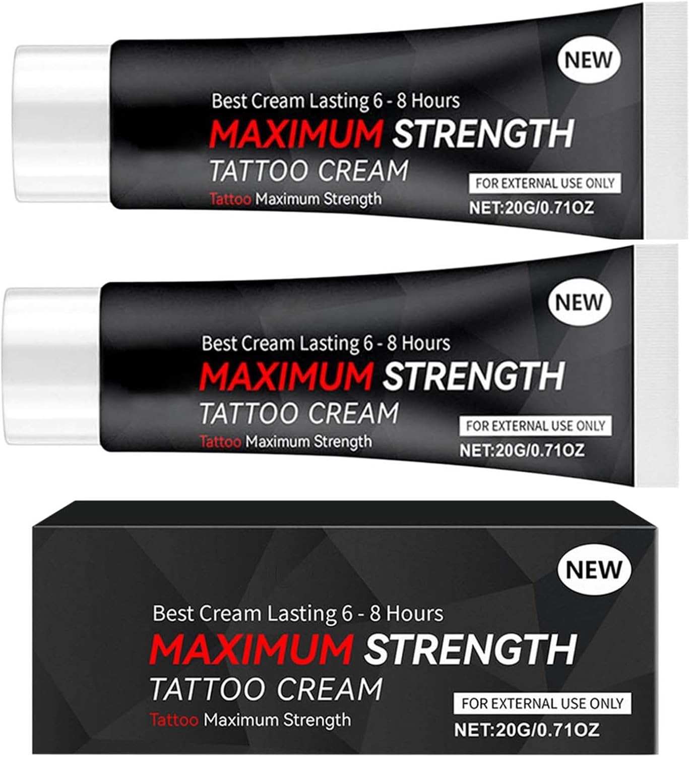 Tattoo Numibing Cream Gel,Maximum Strength Tattoo Cream, 20g/0.71oz, 6-8 Hours Duration, For External Use,Keep Tattoos Bright And Long-Lasting (2)