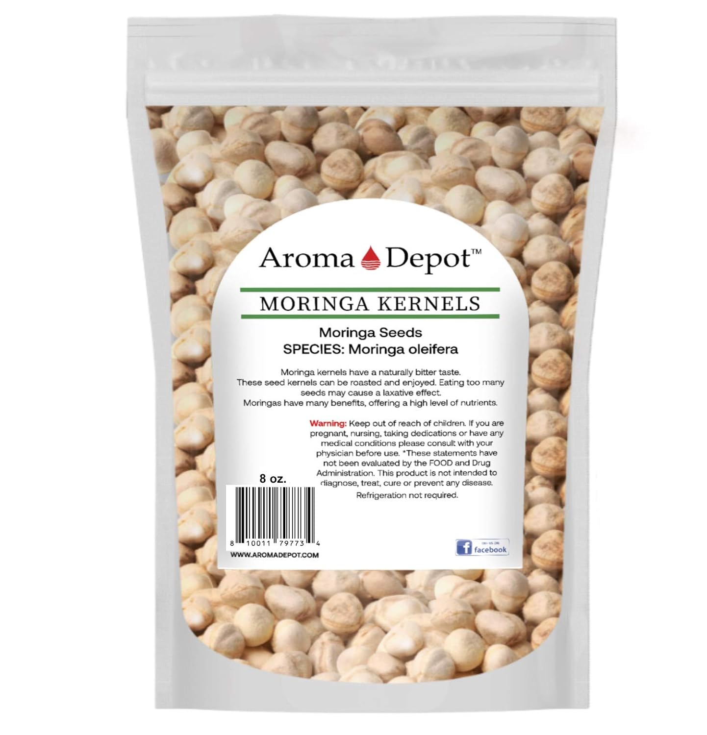 8 oz. Moringa Seeds KERNEL Shelled Clean 100% Natural, Raw Superfood Nutritional, Rich in Vitamins, Edible Seeds, Protein, Minerals, Potassium. (APX 700-800 Kernels)