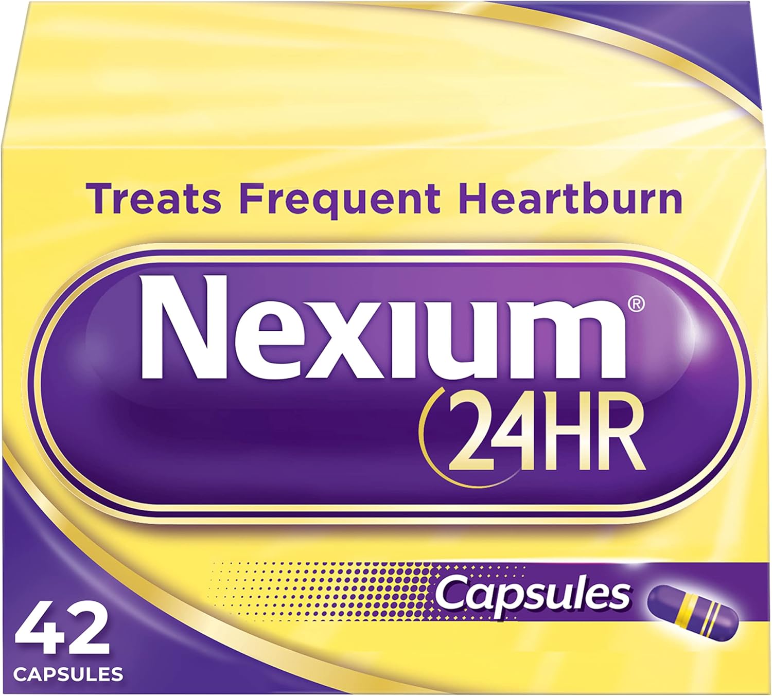 Nexium 24HR Acid Reducer Heartburn Relief Capsules for All-Day and All-Night Protection from Frequent Heartburn, Heartburn Medicine with Esomeprazole Magnesium - 42 Count