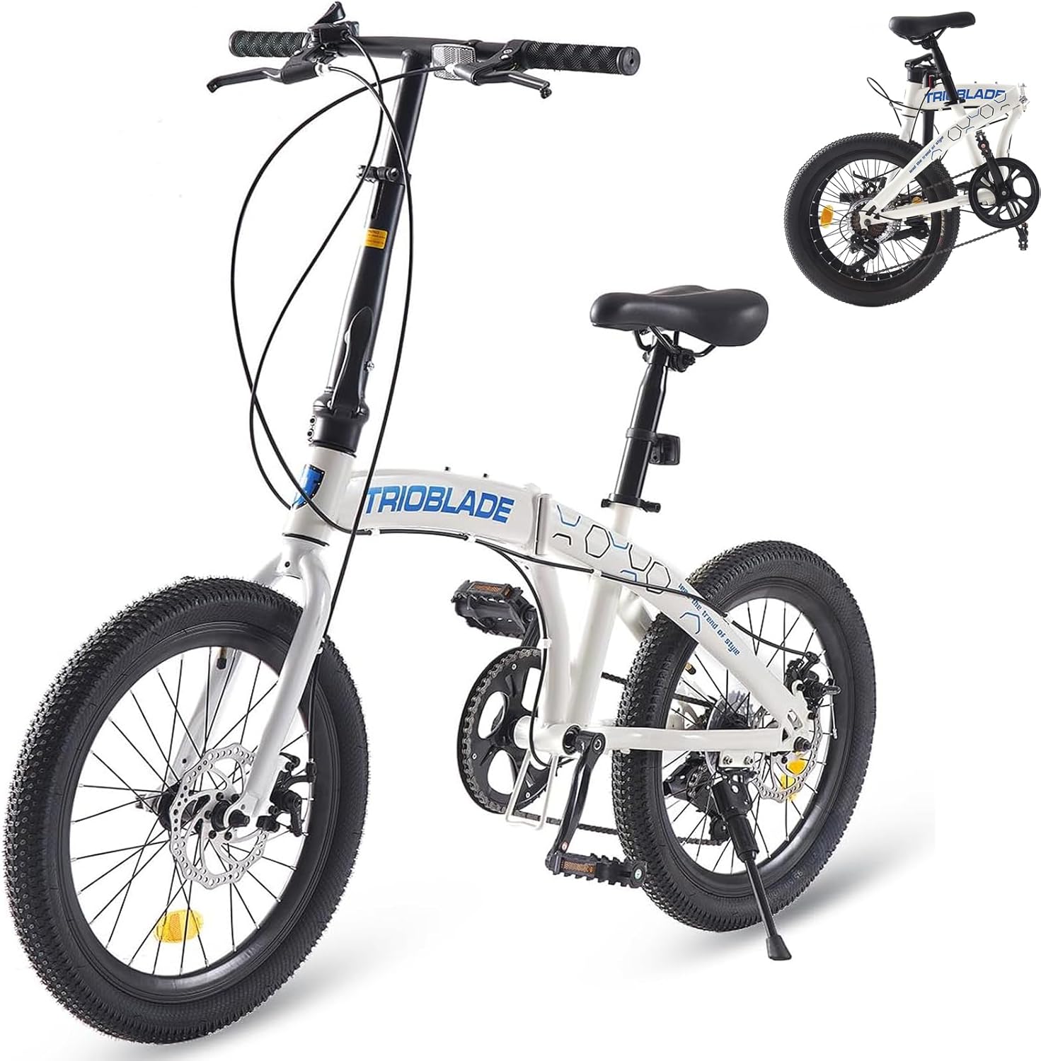 Folding Bike, 20Inch Foldable Bike Bicycle 7 Speed Drivetrain Road bike Disc Brake City Bike for Adult Lightweight Portable bike for Women Men Teenager