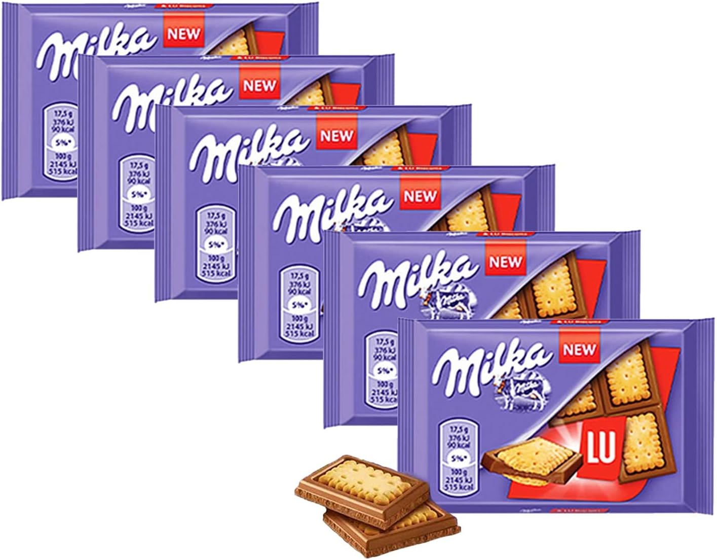 Milka Lu Biscuits with Chocolate (Pack of 6) Delicious Tasty And Twisty Treat Gift Hamper For Birthday,Christmas Sold By Kidzbuzz