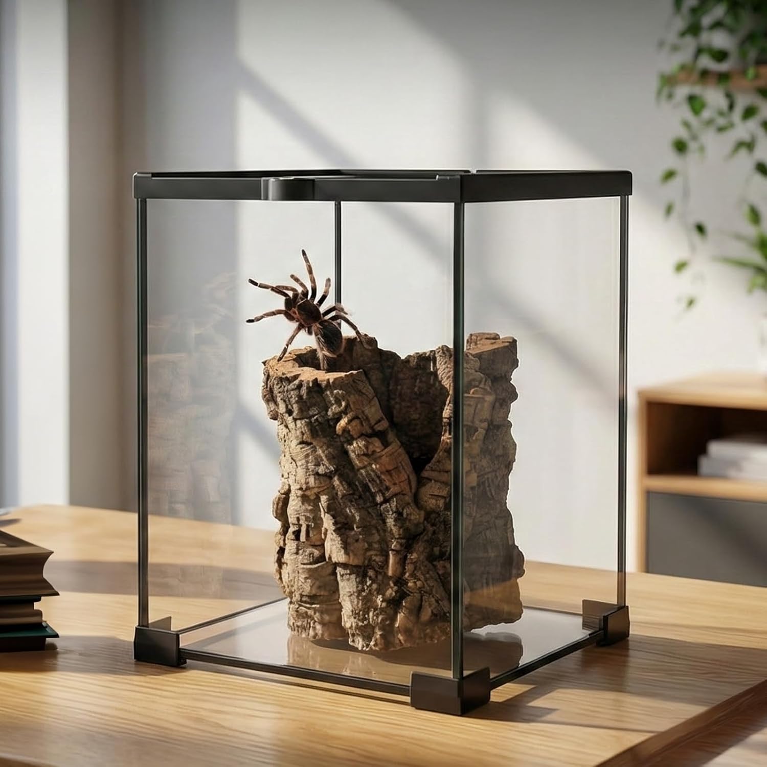8x8x12 Terrarium Glass Tarantula Enclosure: Jumping Spider Enclosure with Lockable Sliding Screen Top for Crested Gecko Hermit Crab - Full View Stackable Vertical Tank for Arboreal Frog Habitat