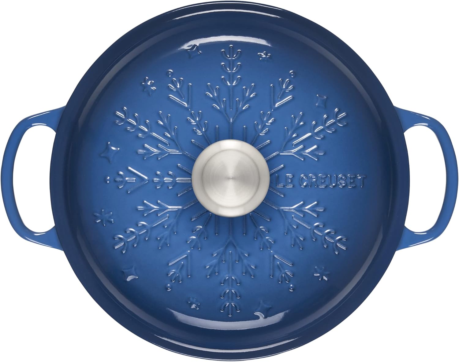 Le Creuset Noel Collection: Signature Cast Iron Braiser Embossed Snowflake w/Stainless Steel Knob, 2.25 qt., Marseille