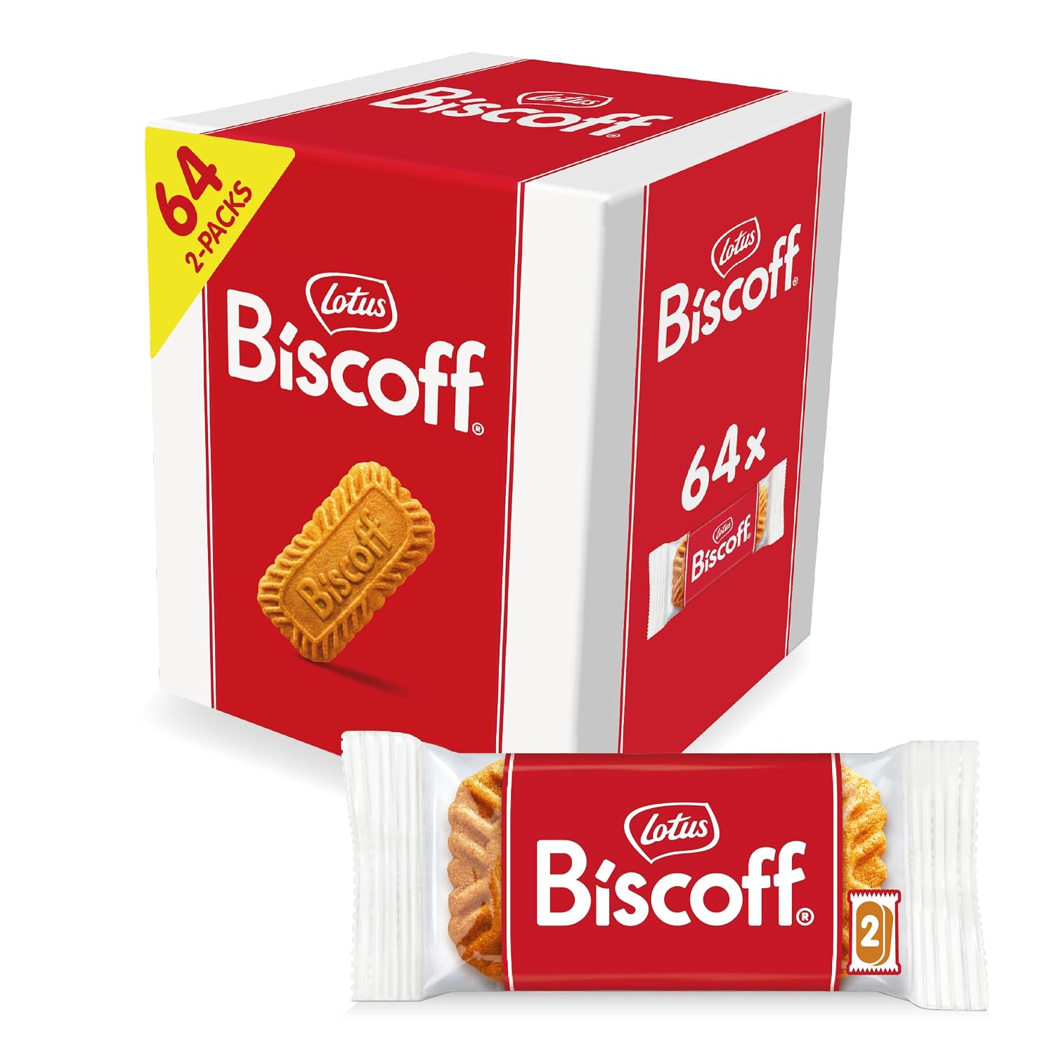 Lotus Biscoff Caramelised Biscuit Cookies, 64 Twin Packs, Vegan