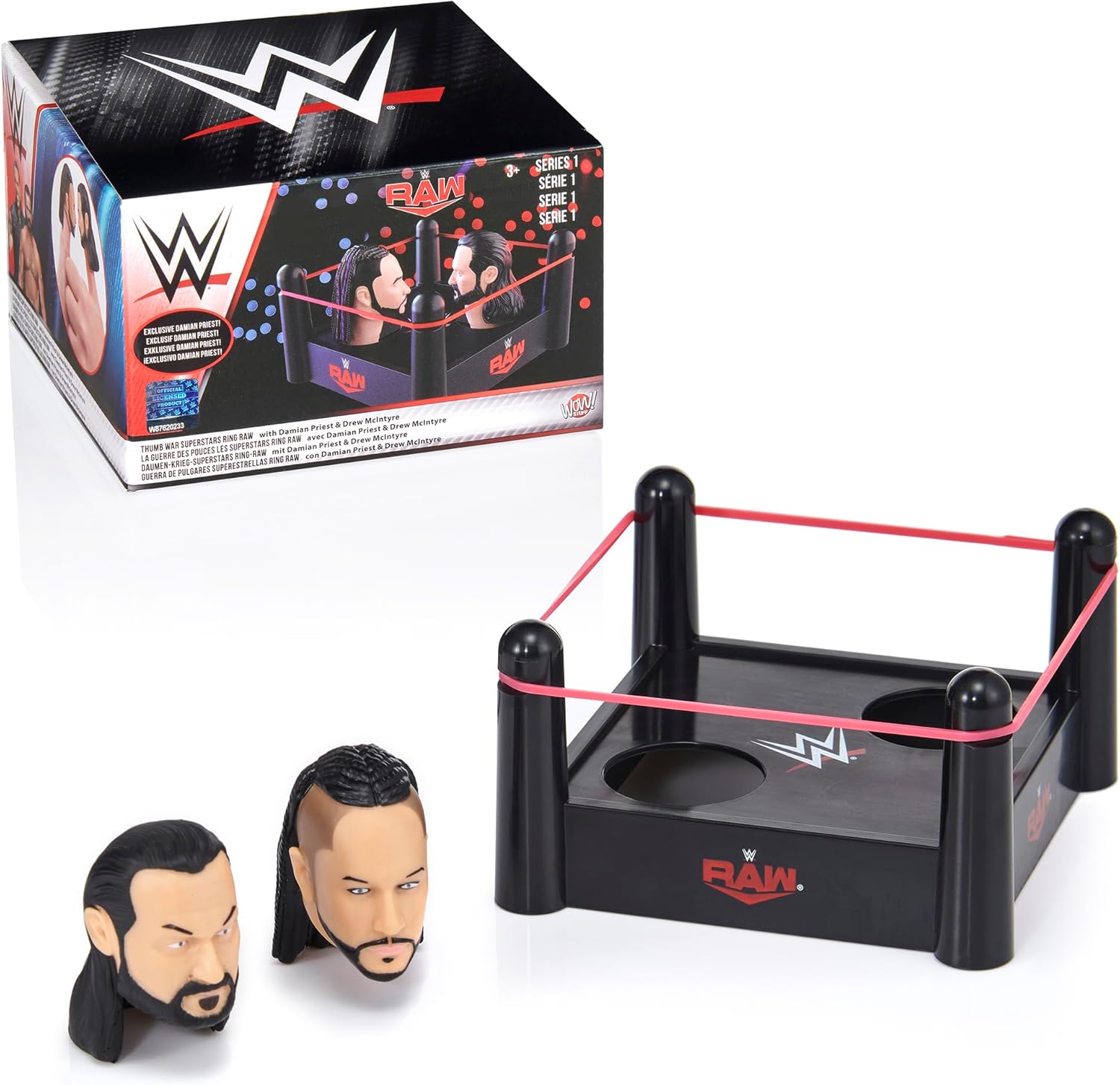 WWE: Thumb War: Superstars Ring Raw - Drew McIntyre VS Damian Priest, 1.5" Wrestling Characters, Competitive Arena Battle, Novelty Toy, Fans Ages 3+