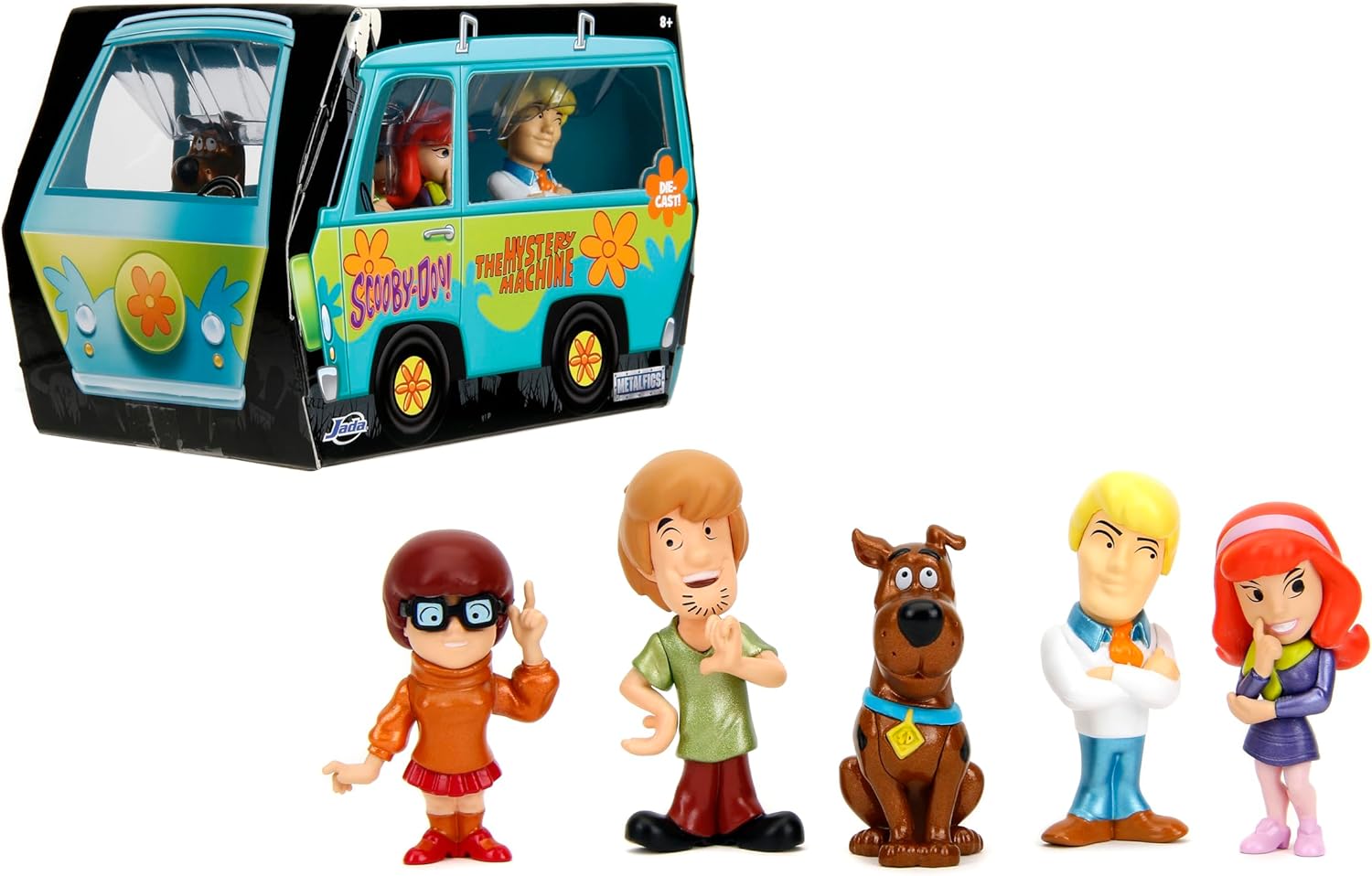 Jada Toys - MetalFigs 2.5" Scooby-Doo! 5-Pack – Shaggy, Scooby, Daphne, Velma, Fred – Die-Cast Figures – Collectible Display – Ages 8+