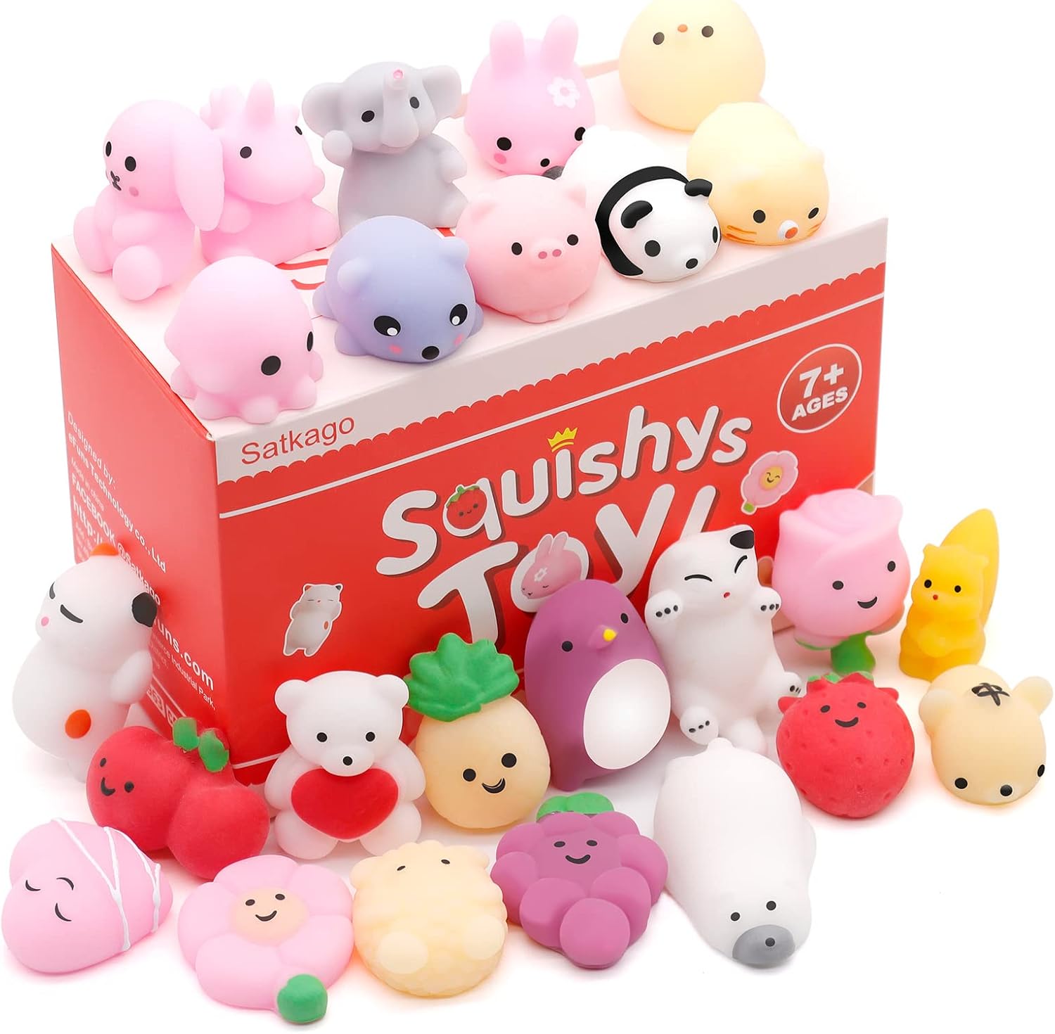 Satkago Mochi Squishys Toys, 25pcs Mini Kawaii Squishies, Easter Basket Stuffers Easter Egg Fillers, Easter Gifts for Kids, Party Favors Supplies for Encanto Birthday for Kids Teens Adults