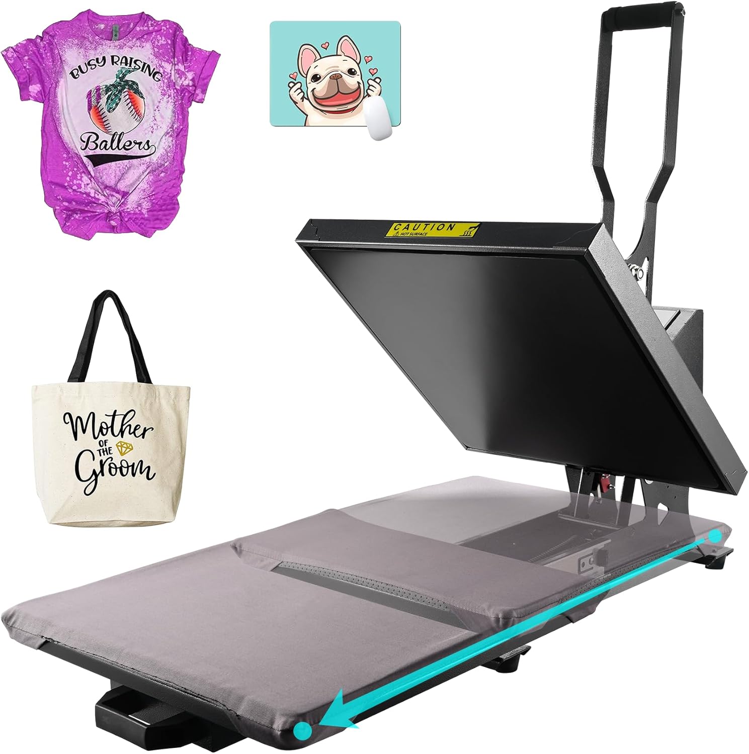 PlanetFlame 38x38cm Heat Press Machine for T Shirt, 1600W Heat Press with Digital Control, Multipurpose Heat Transfer Machine for Pillows Mouse Pads Tote Bags DIY Craft Projects (Black)