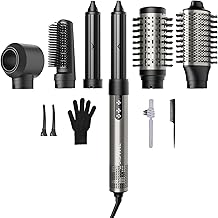 7MAGIC Hair Dryer Brush & 6 in 1 Hair Styler, Silver, 110 Volts, 1200 Watts, Ionic Technology, Fast Drying, Multi Styler for Straight, Wavy, Curly, and Coily Hair