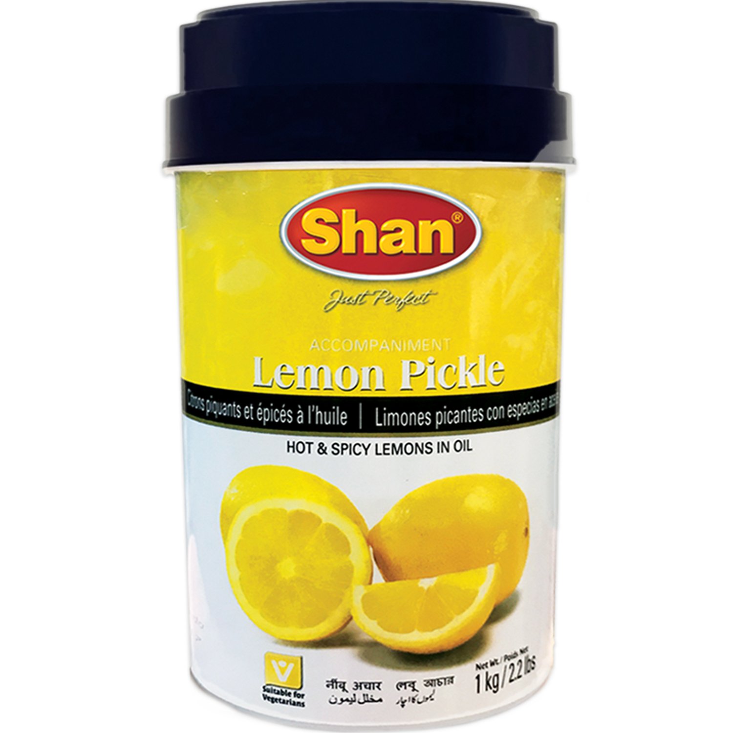 Shan Lemon Pickle 35.27 oz (1000g) - Hot & Spicy Lemons in Oil - Rich Blends of Spices - Perfect Accompaniment to Everyday Meals - Suitable for Vegetarians - Airtight Pet Jar