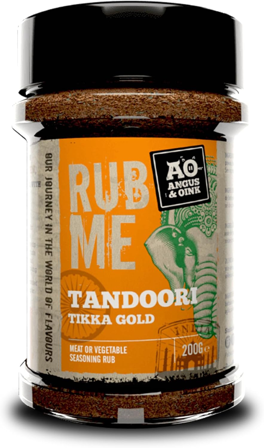 Angus & Oink | Tikka Gold Tandoori Seasoning | Vibrant Indian Flavours with Cumin, Coriander & Garlic | Perfect for Lamb, Chicken, Paneer & Veggie Tikka Masala | Ideal for Oven, Grill, Smoker | 200g
